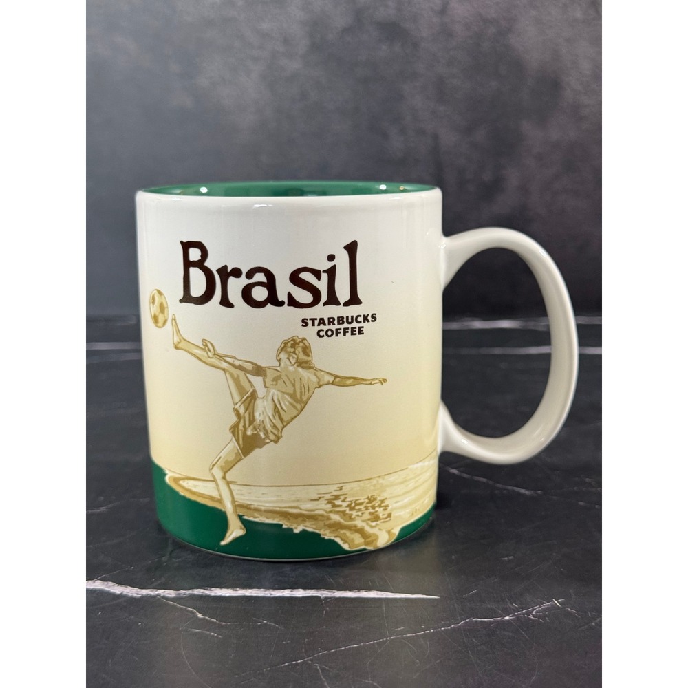 2015 Starbucks Brasil World Cup Soccer Global Icon 16 oz Mug MINT!